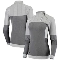 Women's Levelwear Gray St. Louis Cardinals Verse Asymmetrical Raglan Tri-Blend Quarter-Zip Jacket