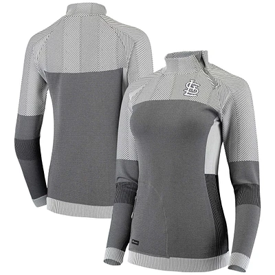Women's Levelwear Gray St. Louis Cardinals Verse Asymmetrical Raglan Tri-Blend Quarter-Zip Jacket