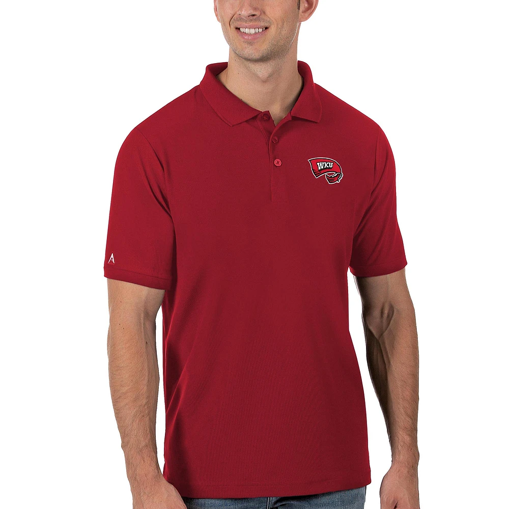 Men's Antigua Red Western Kentucky Hilltoppers Legacy Pique Polo