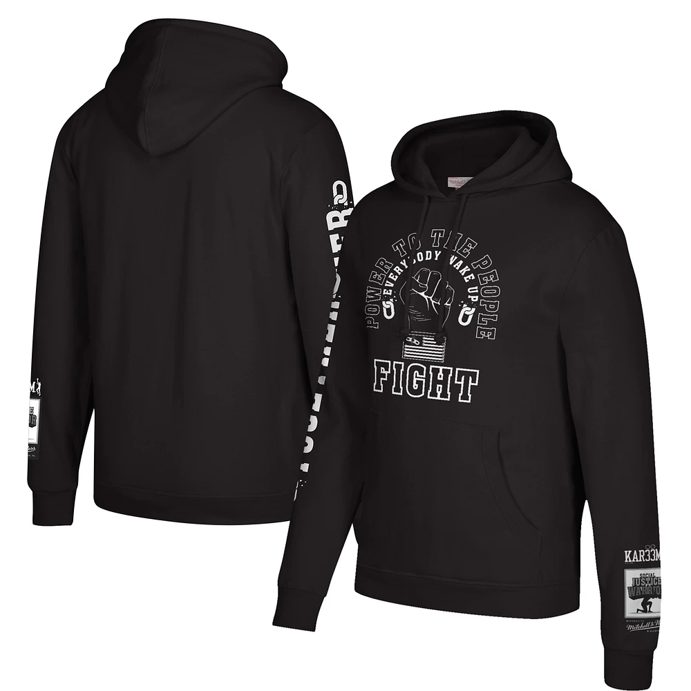 Men's Mitchell & Ness Kareem Abdul-Jabbar Black Social Justice Warrior Together Pullover Hoodie