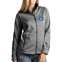 Women's Antigua Heather Gray Charlotte FC Full-Zip Golf Jacket