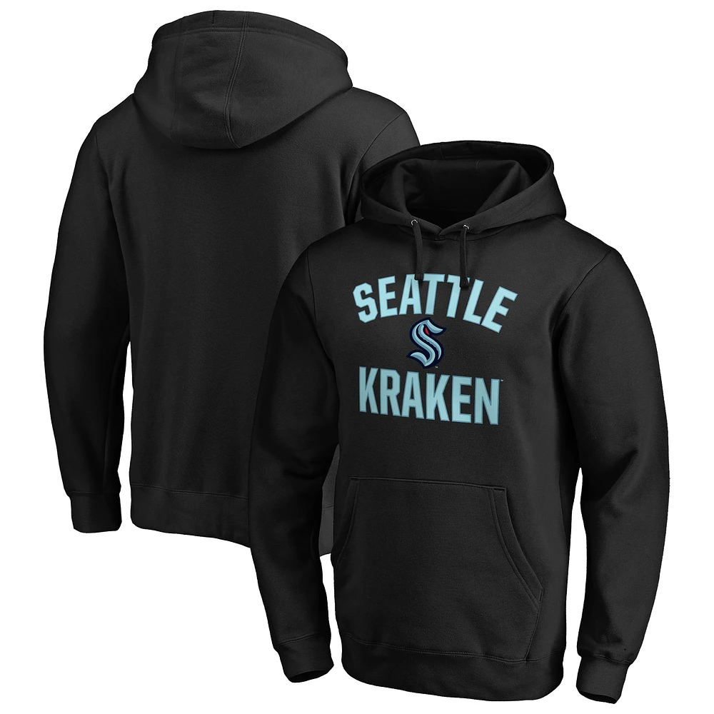 Men's Fanatics Black Seattle Kraken Victory Arch Team Fitted Pullover Hoodie