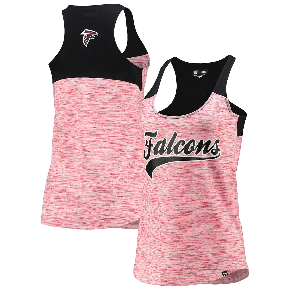 Women's New Era Black/Red Atlanta Falcons Space Dye Scoop Neck Racerback Tank Top