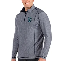 Men's Antigua Heather Navy Seattle Kraken Big & Tall Tempo Quarter-Zip Pullover Jacket