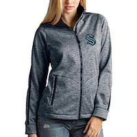 Women's Antigua Heather Navy Seattle Kraken Full-Zip Golf Jacket