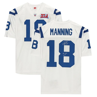 Peyton Manning Indianapolis Colts Autographed White Mitchell & Ness Super Bowl Authentic Jersey with "SB XLI MVP" Inscription