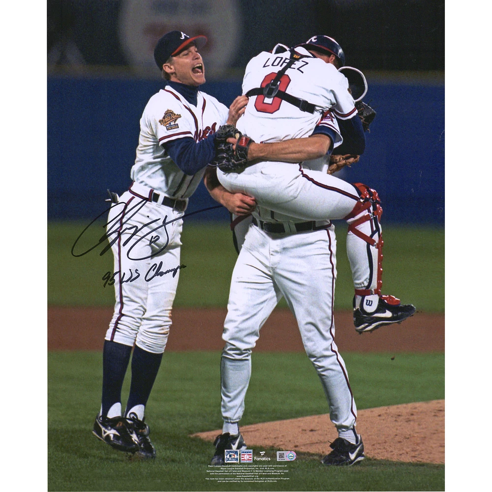 Chipper Jones Atlanta Braves Autographed 16" x 20" 1995 World Series Celebration Photograph with "95 WS Champs" Inscription
