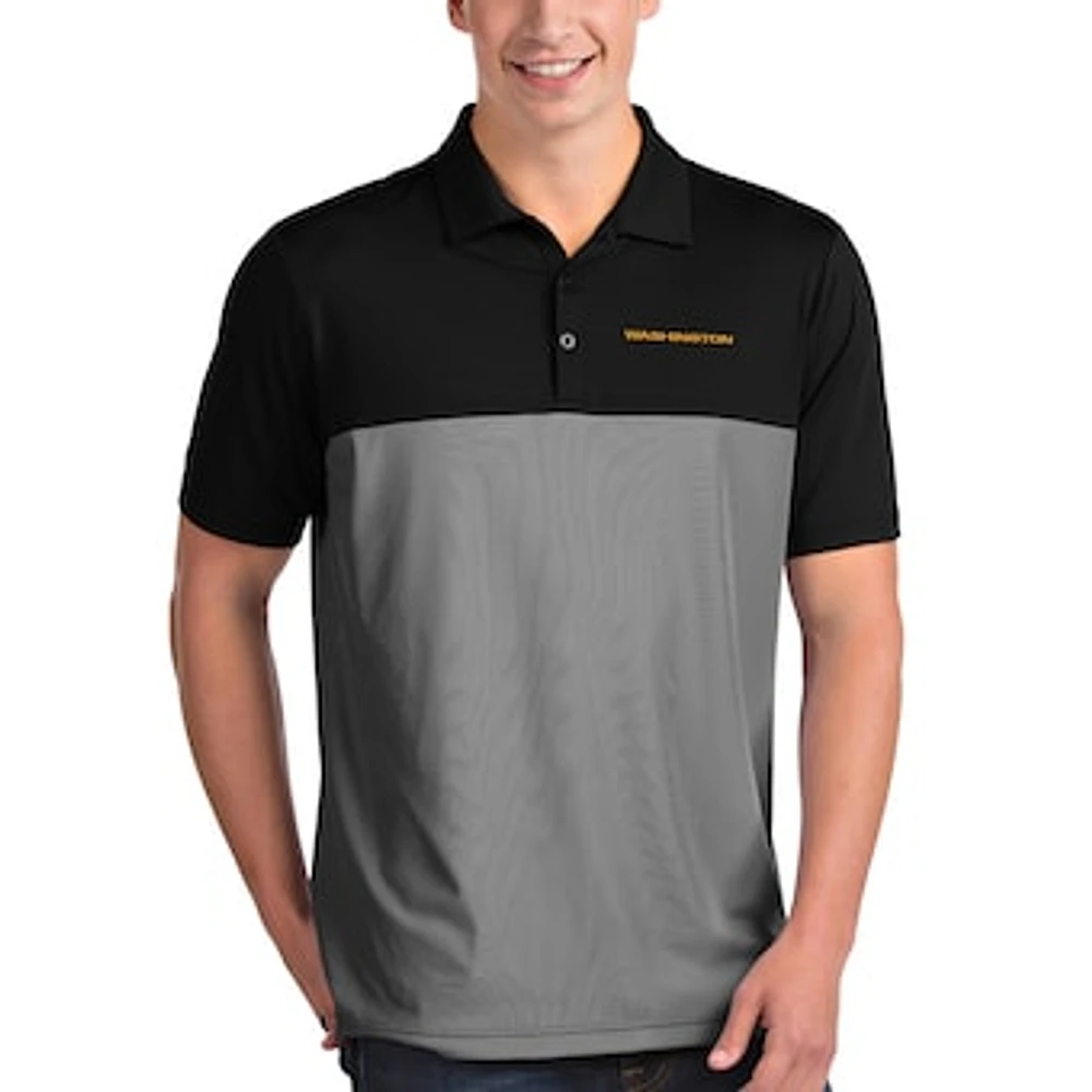 Men's Antigua Black/White Washington Football Team Venture Microstripe Polo