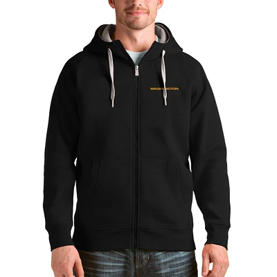 Men's Antigua Black Washington Football Team Victory Full-Zip Hoodie