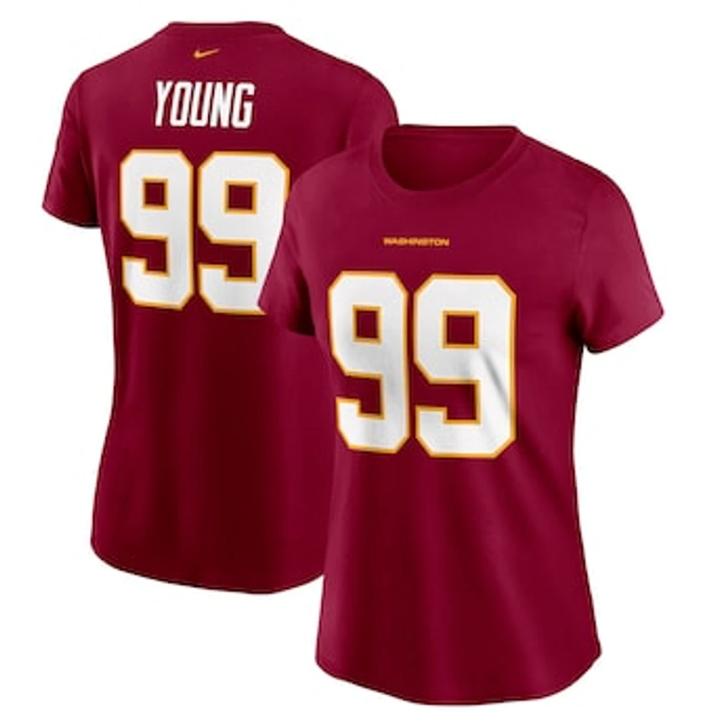 Women's Nike Chase Young Burgundy Washington Football Team Name & Number T-Shirt