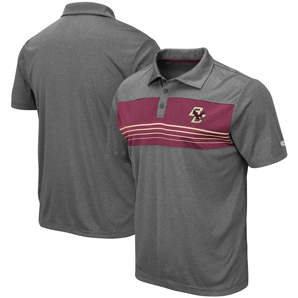 Men's Colosseum Heathered Charcoal Boston College Eagles Smithers Polo