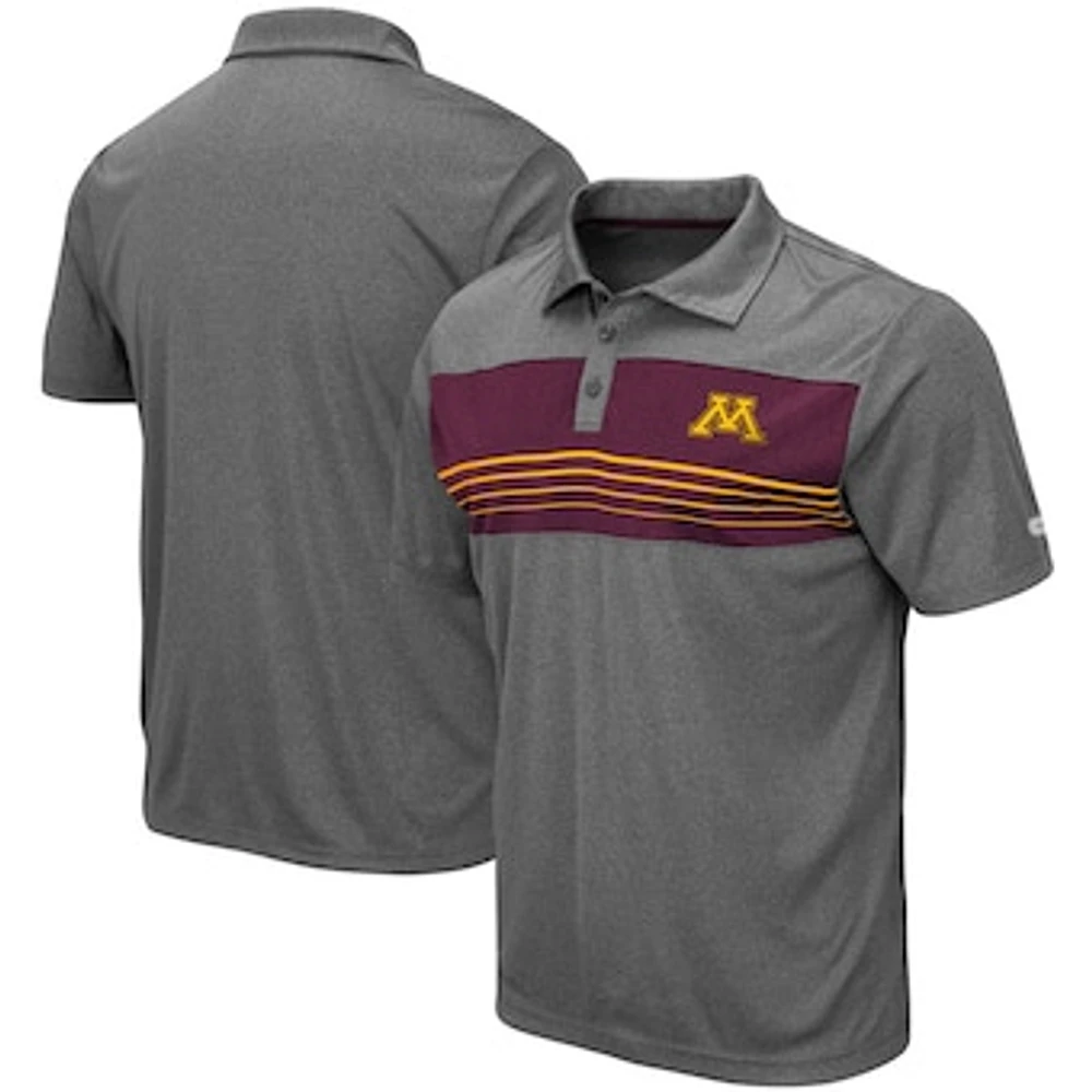 Men's Colosseum Heathered Charcoal Minnesota Golden Gophers Smithers Polo