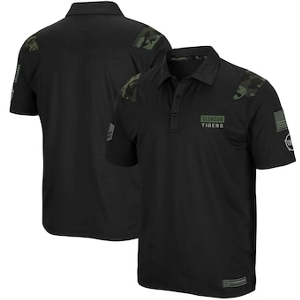 Men's Colosseum Black Clemson Tigers OHT Military Appreciation Sierra Polo