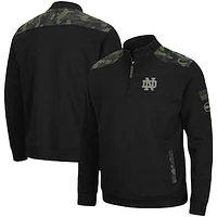 Men's Colosseum Black Notre Dame Fighting Irish OHT Military Appreciation Commo Fleece Quarter-Zip Jacket