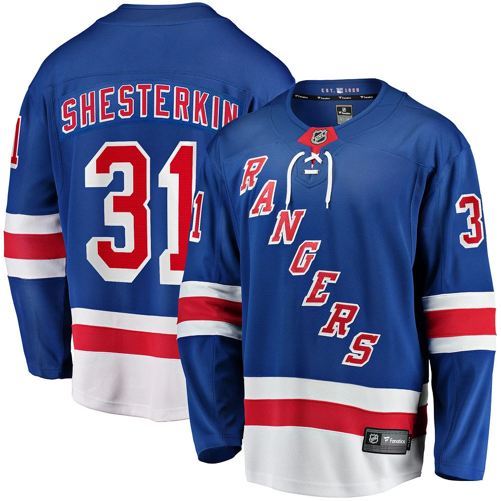 Men's Fanatics Igor Shesterkin Blue New York Rangers Home Breakaway Player Jersey