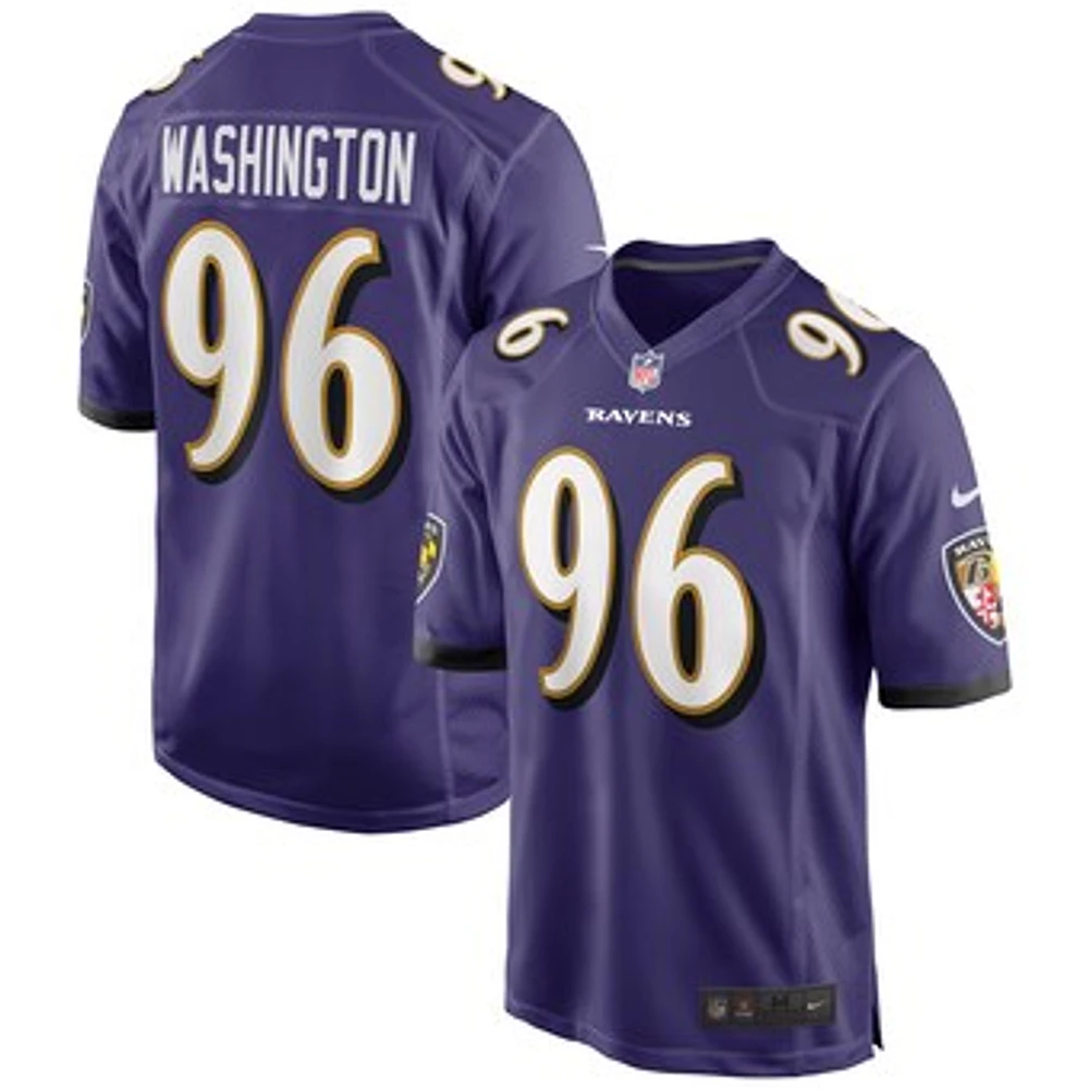 Men's Nike Broderick Washington Purple Baltimore Ravens Game Player Jersey