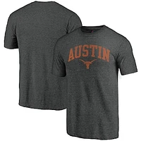 Men's Fanatics Heathered Charcoal Texas Longhorns College Town Tri-Blend T-Shirt