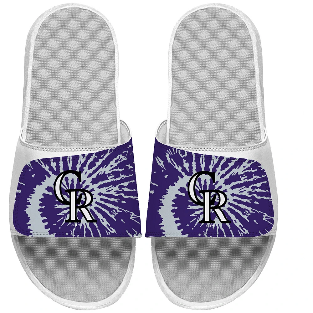 ISlide White Colorado Rockies Tie Dye Slide Sandals