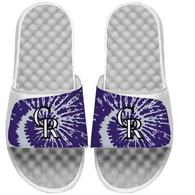 ISlide White Colorado Rockies Tie Dye Slide Sandals
