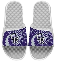 Youth ISlide White Colorado Rockies Tie Dye Slide Sandals