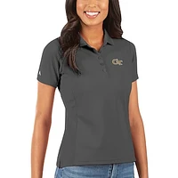 Women's Antigua Charcoal Georgia Tech Yellow Jackets Legacy Pique Polo