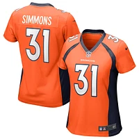 Women's Nike Justin Simmons Orange Denver Broncos Game Jersey