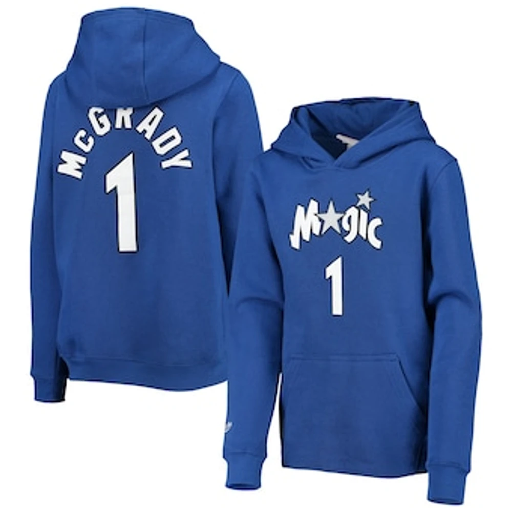 Youth Mitchell & Ness Tracy McGrady Blue Orlando Magic Hardwood Classics Name & Number Pullover Hoodie