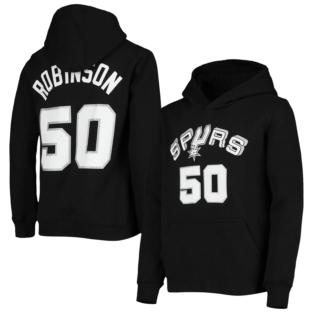 Youth Mitchell & Ness David Robinson Black San Antonio Spurs Hardwood Classics Name Number Pullover Hoodie