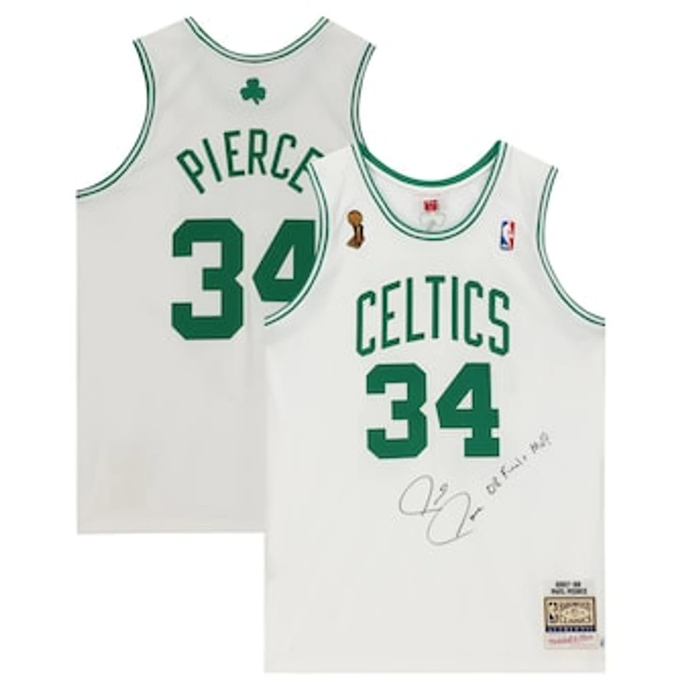 Paul Pierce Boston Celtics Autographed White 2007-08 NBA Finals Logo Mitchell & Ness Authentic Jersey with "08 Finals MVP" Inscription - Signed on Front