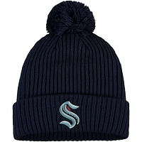 Men's Fanatics Deep Sea Blue Seattle Kraken Primary Logo Cuffed Knit Hat with Pom