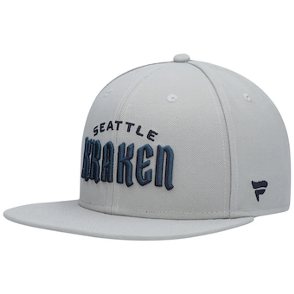 Men's Fanatics Gray Seattle Kraken Wordmark Logo Snapback Hat