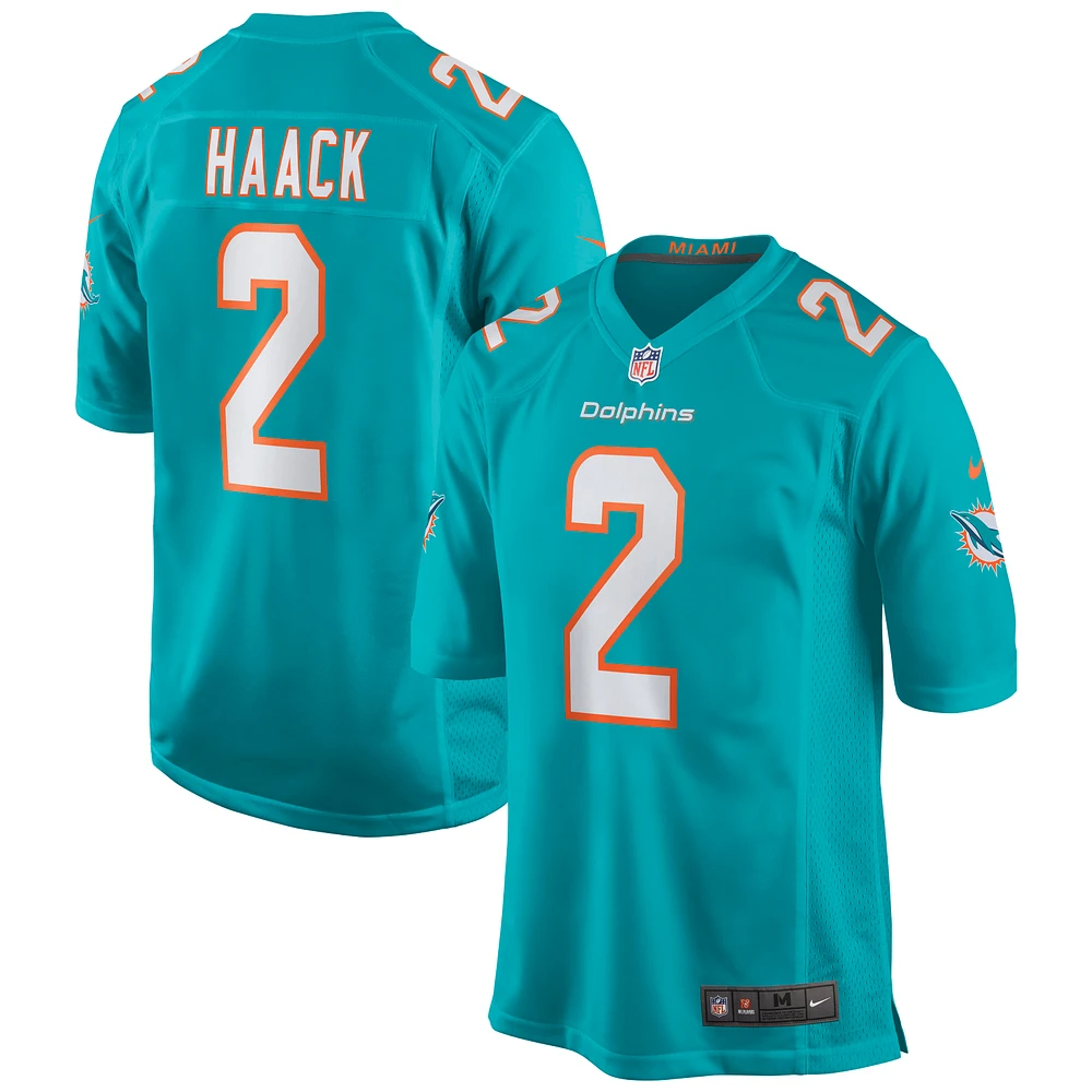 Men's Nike Matt Haack Aqua Miami Dolphins Game Jersey