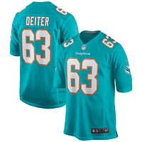 Men's Nike Michael Deiter Aqua Miami Dolphins Game Jersey