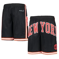 Youth Black New York Knicks Hardwood Classics Throwback Big Face Mesh Shorts