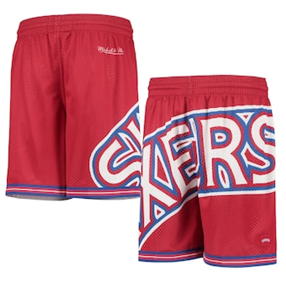 Youth Red Philadelphia 76ers Hardwood Classics Throwback Big Face Mesh Shorts