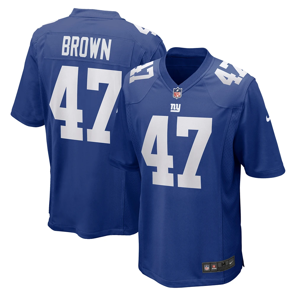 Men's Nike Cam Brown Royal New York Giants Game Jersey