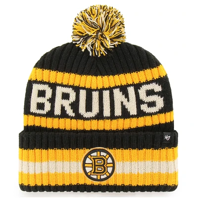 Men's '47 Black Boston Bruins Bering Cuffed Knit Hat with Pom