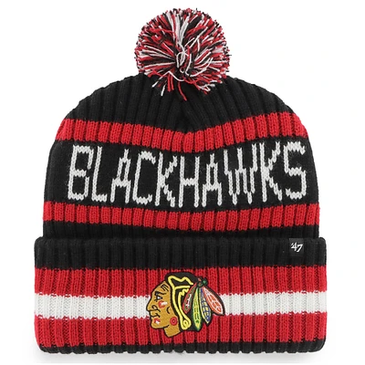 Men's '47 Black Chicago Blackhawks Bering Cuffed Knit Hat with Pom