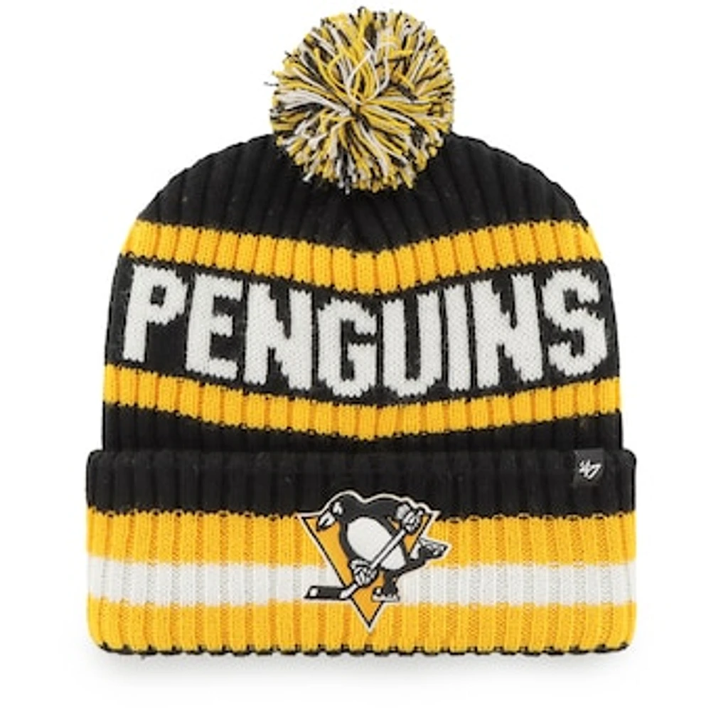 Men's '47 Black Pittsburgh Penguins Bering Cuffed Knit Hat with Pom