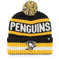 Men's '47 Black Pittsburgh Penguins Bering Cuffed Knit Hat with Pom