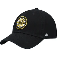 Men's '47 Black Boston Bruins Team Clean Up Adjustable Hat