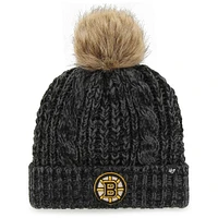 Women's '47 Black Boston Bruins Logo Meeko Cuffed Knit Hat with Pom