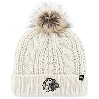 Women's '47 White Chicago Blackhawks Logo Meeko Cuffed Knit Hat with Pom