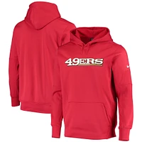 Men's Nike Scarlet San Francisco 49ers Wordmark Performance Pullover Hoodie