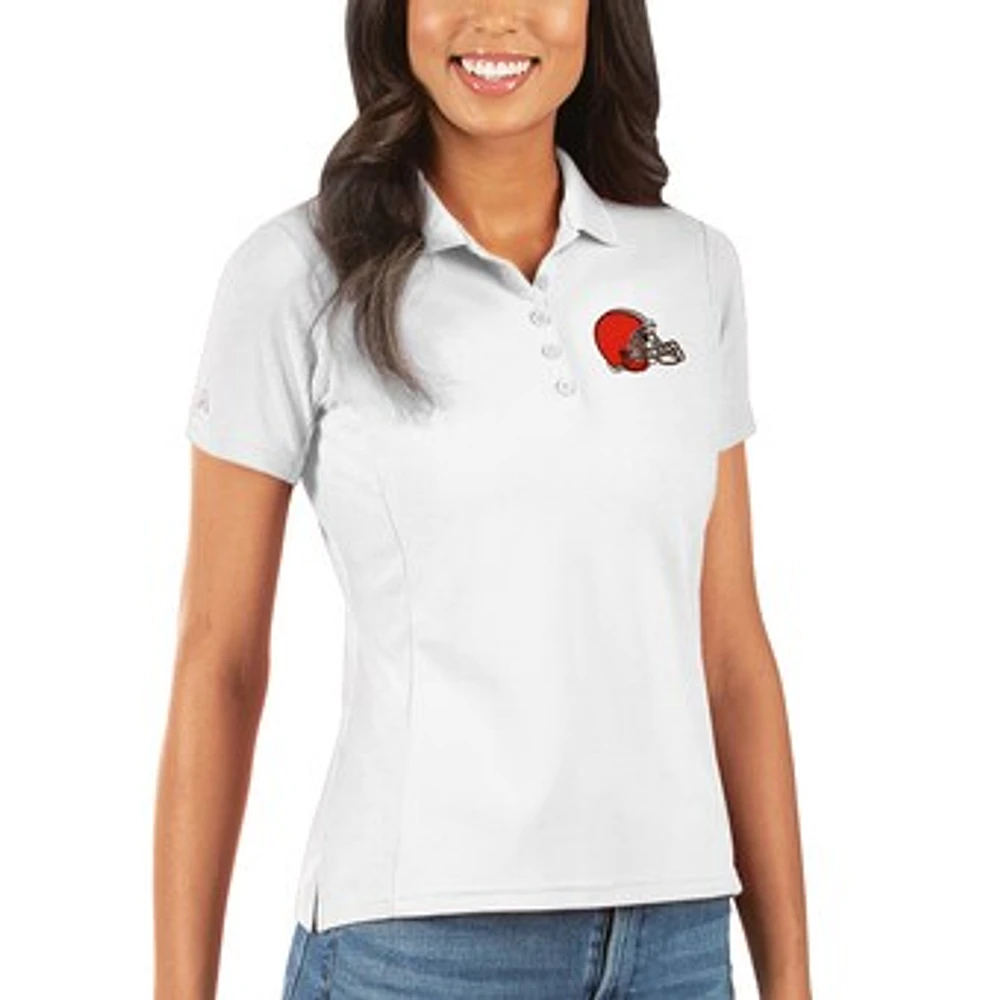 Women's Antigua White Cleveland Browns Legacy Pique Polo