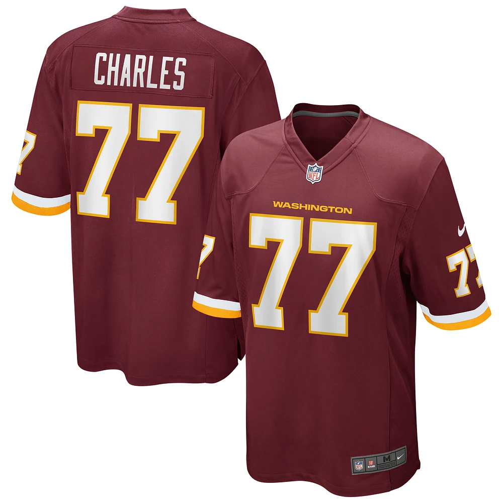 Men's Nike Saahdiq Charles Burgundy Washington Football Team Game Player Jersey