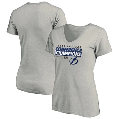 Women's Fanatics Gray Tampa Bay Lightning 2020 Eastern Conference Champions - Locker Room Taped Up V-Neck T-Shirt