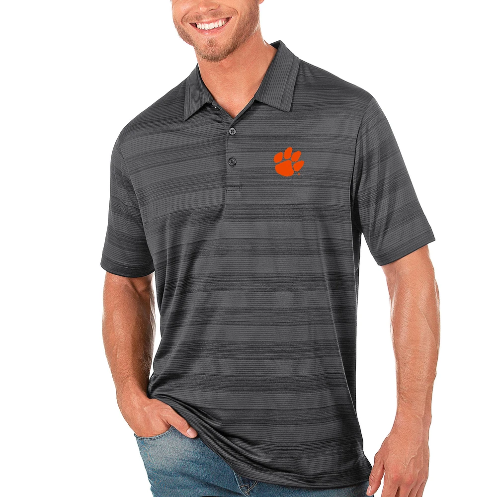 Men's Antigua Charcoal Clemson Tigers Compass Polo