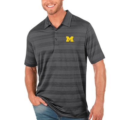 Men's Antigua Charcoal Michigan Wolverines Compass Polo