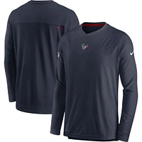 Men's Nike Navy Houston Texans Sideline Coaches Performance Long Sleeve V-Neck T-Shirt